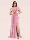 Elegant Off Shoulder Side Slit Long Velvet Party Prom Dresses Online