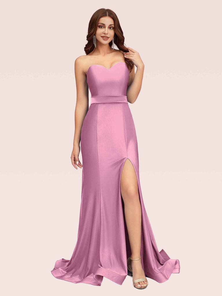Sexy Side Slit Stretchy Jersey Long Mermaid Evening Prom Dresses Online