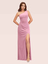 Sexy Velvet One Shoulder Long Mermaid Bridesmaid Dresses With Slit