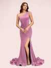 Sexy Side Slit One Shoulder Stretch Jersey Long Graduation Prom Dresses Online