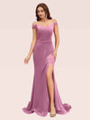 Sexy Off Shoulder Side Slit Stretchy Jersey Long Mermaid Evening Prom Dresses Online