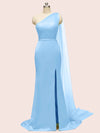 Elegant One Shoulder Unique Long Soft Satin Mermaid Bridesmaid Dresses Online