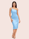Sexy One Shoulder Silky Satin Short Midi Party Prom Dresses Online