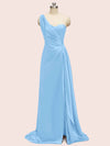 Sexy Side Slit One Shoulder Long Soft Satin Bridesmaid Dresses Online
