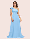 Elegant One Shoulder Long Soft Satin Formal Maxi Prom Dresses Online