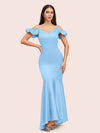 Sexy Mermaid Cold Shoulder Soft Satin Long Bridesmaid Dresses Online