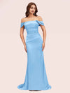 Sexy Mermaid Off Shoulder Long Silky Satin Evening Prom Dresses Online