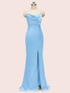 Sexy Criss Cross Spaghetti Straps Mermaid Long Satin Prom Dresses With Slit