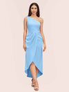 Elegant One Shoulder Mermaid Satin Short Bridesmaid Dresses Online