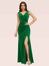 Elegant V-Neck Side Slit Long Velvet Bridesmaid Dress Online