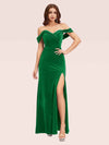 Sexy Side Slit Off Shoulder Long Mermaid Velvet Party Prom Dresses For Women