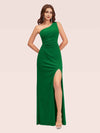 Sexy Velvet One Shoulder Long Mermaid Formal Prom Dresses With Slit