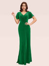 Sexy Short Sleeves Open Back Long Stretch Velvet Formal Prom Dresses Online