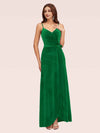 Elegant Velvet Spaghetti Straps V-neck Modern Long Bridesmaid Dresses