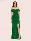 Sexy Velvet Off Shoulder Side Slit Mermaid Long Bridesmaid Dresses Online