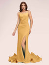 Sexy Backless Spaghetti Straps Side Slit Stretchy Jersey Long Mermaid Prom Dresses