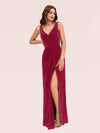 Sexy Velvet V-neck Sleeveless Side Slit Long Bridesmaid Dresses Online