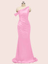 Sexy Mermaid Spaghetti Straps Long Soft Satin Bridesmaid Dresses With Slit