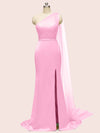 Unique One Shoulder Long Stretchy Satin Party Dresses For Women