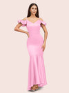 Sexy Mermaid Cold Shoulder Soft Satin Long Bridesmaid Dresses Online