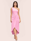 Elegant One Shoulder Mermaid Satin Short Bridesmaid Dresses Online