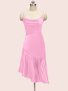 Elegant Spaghetti straps Asymmetrical Short Soft Satin Bridesmaid Dresses Online