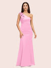 Elegant One Shoulder Mermaid Long Soft Satin Bridesmaid Dresses Online