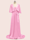 Bat Sleeves Elegant Long Silky Satin Graduation Prom Dresses Online