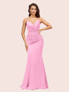 Sexy Backless Mermaid Spaghetti Straps Long Silky Satin Prom Dresses Online