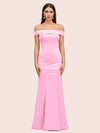 Sexy Off Shoulder Sleeveless Mermaid Long Soft Satin Bridesmaid Dresses