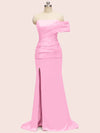Sexy Mermaid One Shoulder Long Side Slit Soft Satin Bridesmaid Dresses Online