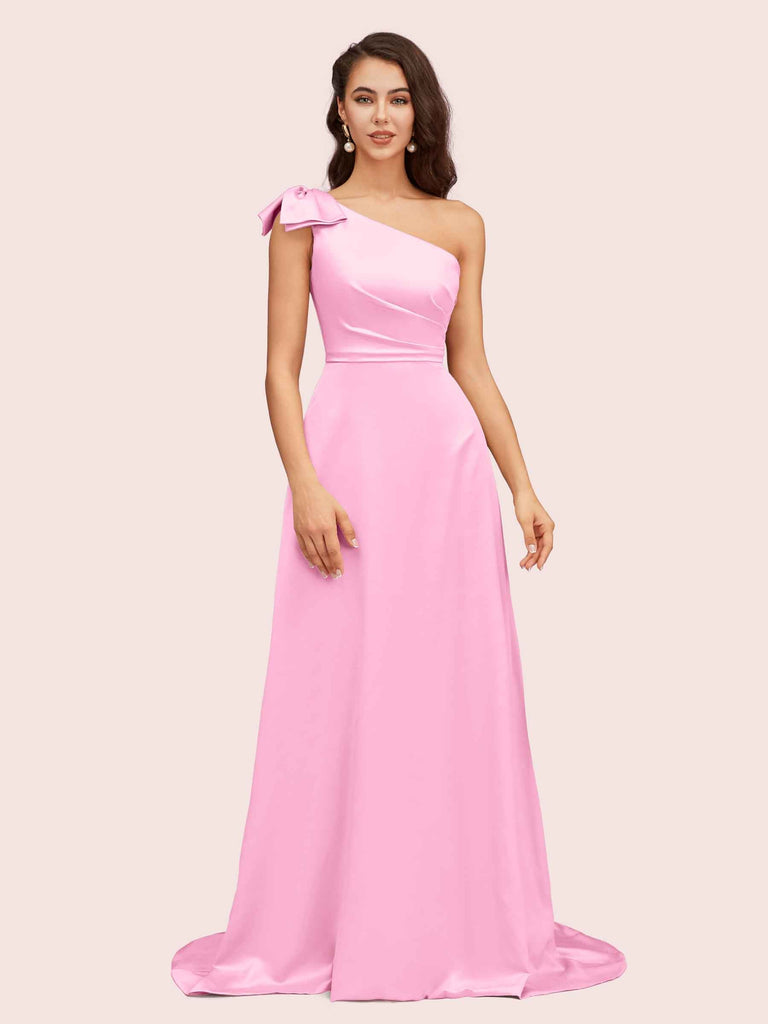 Elegant One Shoulder Long Soft Satin Formal Maxi Prom Dresses Online Elegant One Shoulder Long Soft Satin Formal Maxi Prom Dresses Online