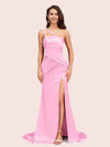 Sexy Mermaid One Shoulder Unique Side Slit Soft Satin Bridesmaid Dresses Online