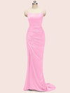 Elegant Spaghetti Straps Long Soft Satin Mermaid Evening Prom Dresses Online