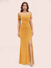 Sexy Velvet Off Shoulder Side Slit Mermaid Long Bridesmaid Dresses Online For Sale