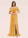 Elegant Off Shoulder Side Slit Long Velvet Bridesmaid Dresses Online