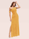 Sexy One Shoulder Side Slit Long Velvet Bridesmaid Dresses Online For Sale