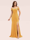 Elegant Side Slit Mermaid Off Shoulder Long Stretch Velvet Bridesmaid Dresses Online
