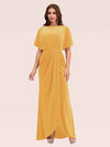 Elegant Velvet Bateau Bat Sleeve Side Slit Long Graduation Prom Dresses With Slit