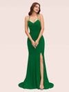Sexy Halter Criss Cross Back Stretchy Jersey Long Mermaid Evening Prom Dresses With Slit