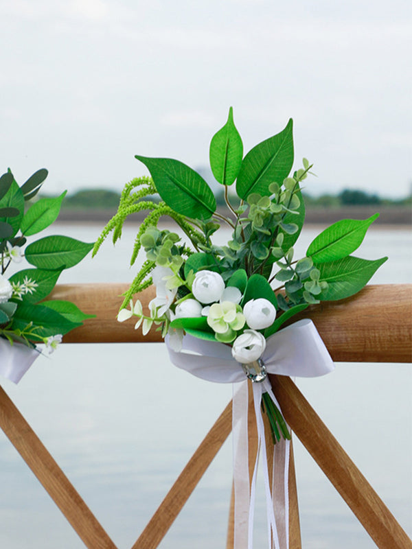 New Summer Forest Green Leaf Chair Back Flower Outdoor Wedding Leaning Decoration Flower, CF17079