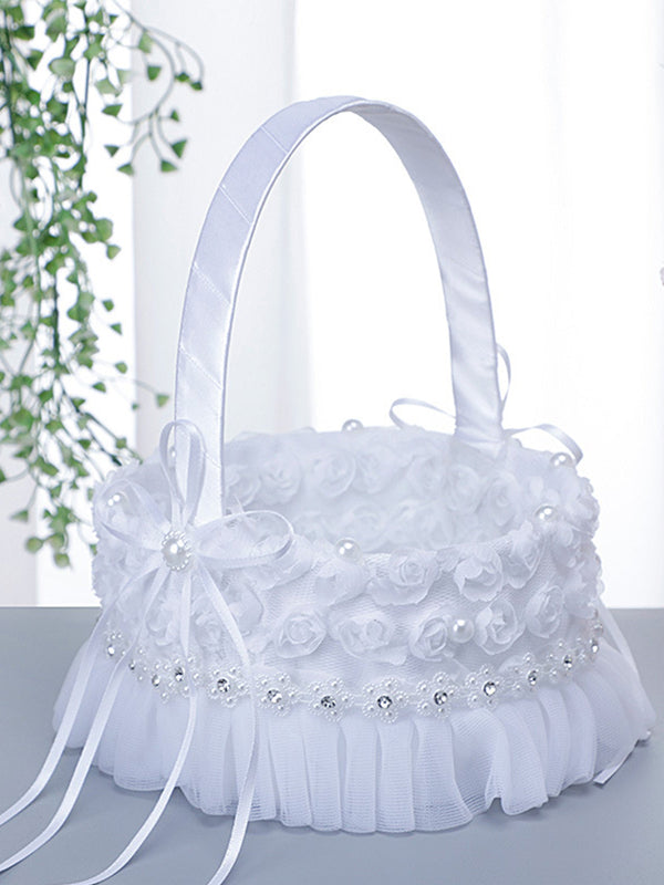 White Lace Portable Flower Basket , HL-5741