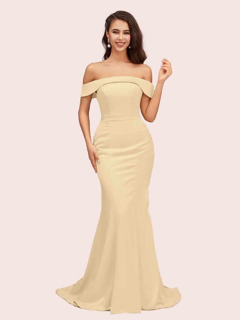 Sexy Mermaid Off Shoulder Long Soft Satin Bridesmaid Dresses Online Sexy Mermaid Off Shoulder Long Soft Satin Bridesmaid Dresses Online