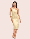 Elegant Sheath One Shoulder Soft Satin Short Bridesmaid Dresses Online