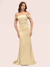 Sexy Mermaid Off Shoulder Long Silky Satin Evening Prom Dresses Online