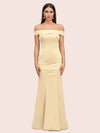 Sexy Off Shoulder Sleeveless Mermaid Long Soft Satin Party Prom Dresses