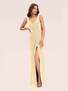 Sexy Velvet V-neck Sleeveless Side Slit Long Bridesmaid Dresses Online