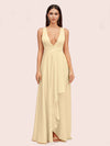 Elegant A-Line V-Neck Long Soft Satin Evening Prom Dresses Online