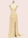 Sexy See Through Side Slit Long Soft Satin Bridesmaid Dresses 2023