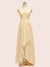 High Low V-Neck A-Line Unique Soft Satin Formal Prom Dresses Online